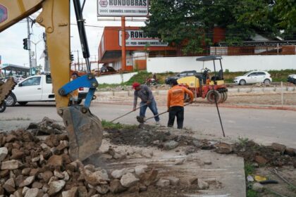 Prefeitura de Manaus avança nos serviços de intervenção viária na rua São Judas Tadeu com avenida Max Teixeira