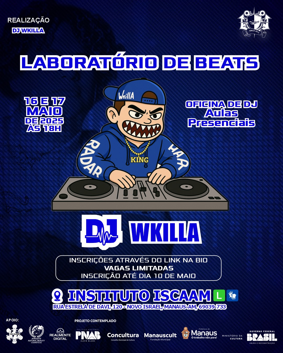 Projeto ‘Laboratório de Beats com DJ Wkilla’ no bairro Novo Israel
