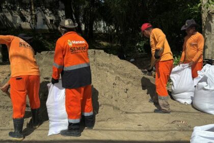 Prefeitura realiza reparo de calçada comprometida pelas fortes chuvas na avenida Mário Ypiranga Monteiro