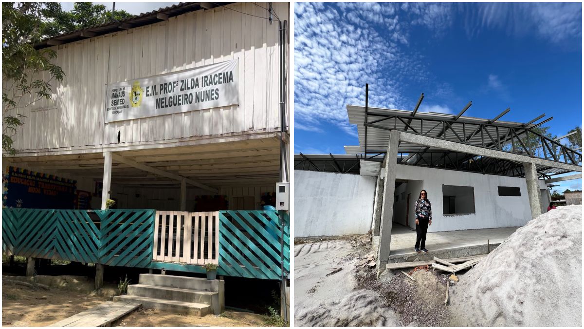 Jacqueline celebra avanço em obra da nova Escola Zilda Iracema em zona rural de Manaus