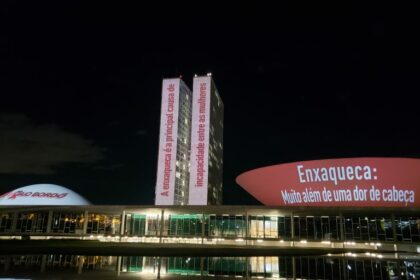 Congresso Nacional exibe projeção de frases para alertar sobre dores de cabeça