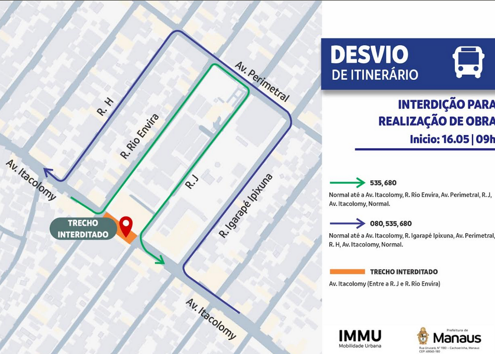 PMM interdita trecho da avenida Itacolomy para obra da Aneel