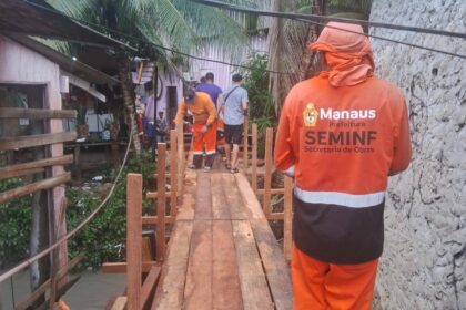 Prefeitura de Manaus trabalha na implantação de ponte no Colônia Santo Antônio