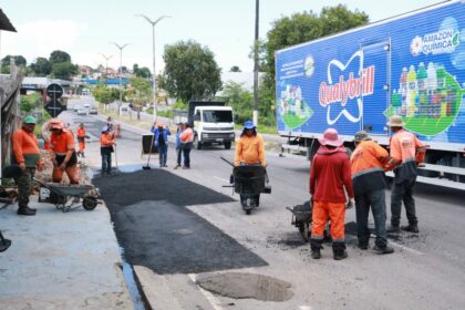 Prefeitura de Manaus realiza manutenção asfáltica na avenida Margarita, zona Norte