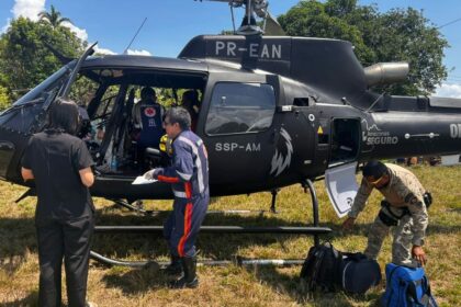 Serviço aéreo da SSP-AM resgata bebê com bronquiolite aguda grave em comunidade rural em Manaus