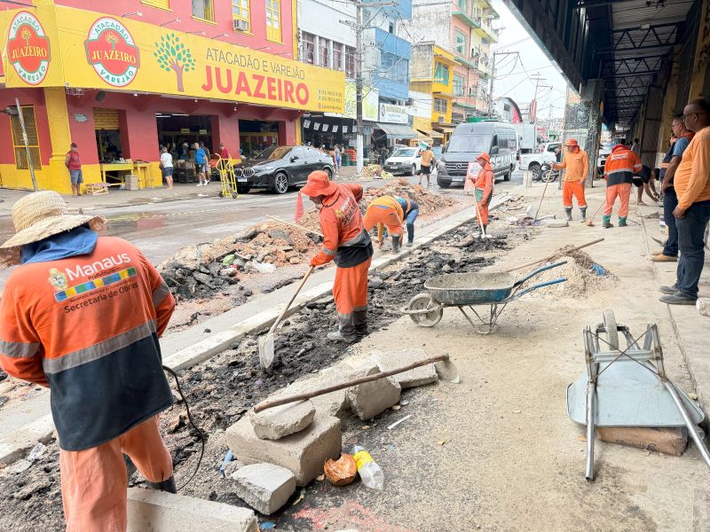 Prefeitura de Manaus intensifica obras do programa ‘Mutirão no Bairro’ no Centro