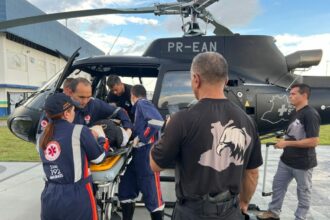 Serviço aéreo da SSP-AM resgata policial militar após acidente na rodovia BR-319