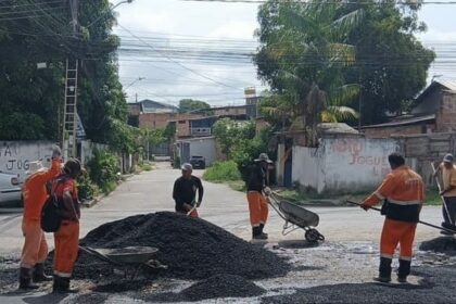Prefeitura de Manaus transforma rua Santa Apolinária com obra de recuperação asfáltica no Monte das Oliveiras