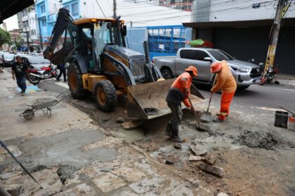 Prefeitura de Manaus revitaliza calçadas da rua Miranda Leão