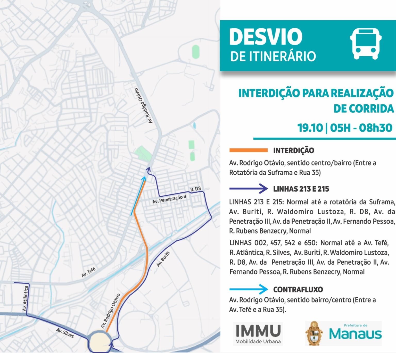 Prefeitura monta operação de trânsito durante corrida na avenida Rodrigo Otávio Jordão Ramos neste domingo