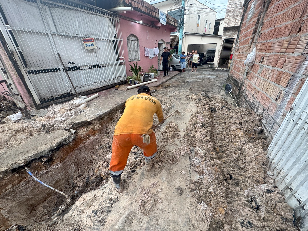 Prefeitura de Manaus reconstrói rede de drenagem no Japiim