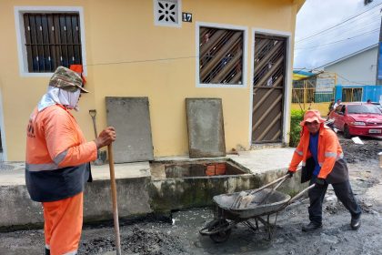 Recuperação da drenagem superficial e profunda na rua Mauá da Serra