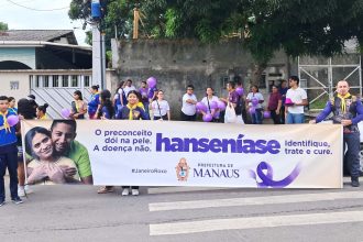 Caminhada na zona Leste de Manaus encerra campanha ‘Janeiro Roxo’ no controle e prevenção da hanseníase