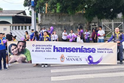 Caminhada na zona Leste de Manaus encerra campanha ‘Janeiro Roxo’ no controle e prevenção da hanseníase