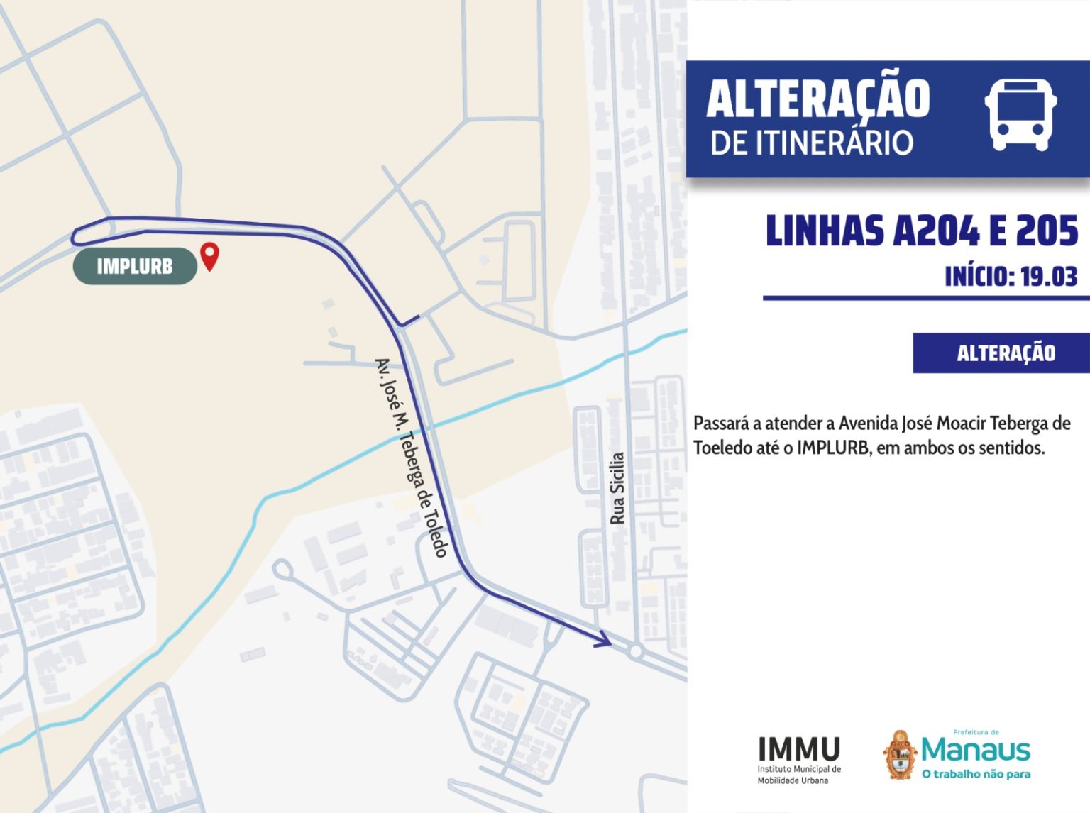 Linhas de ônibus A204 e A205 terão itinerário alterado