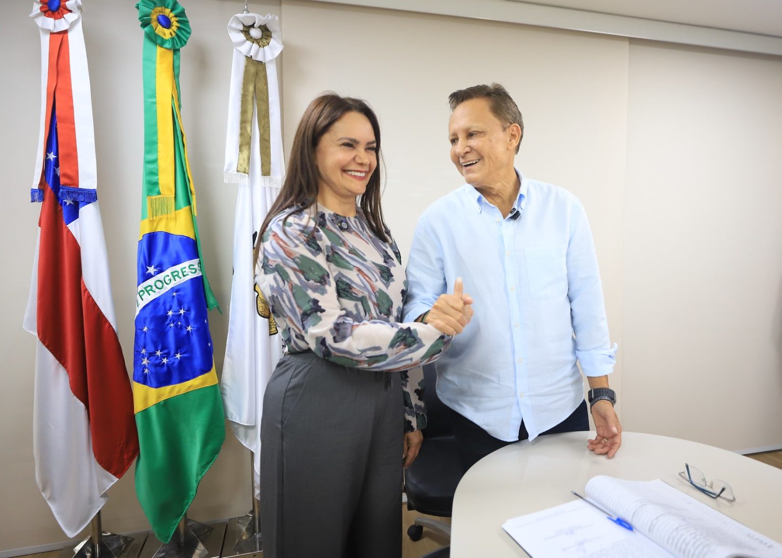 Deputado Adjuto Afonso, presidente em exercício da Aleam, empossa deputada Professora Jacqueline