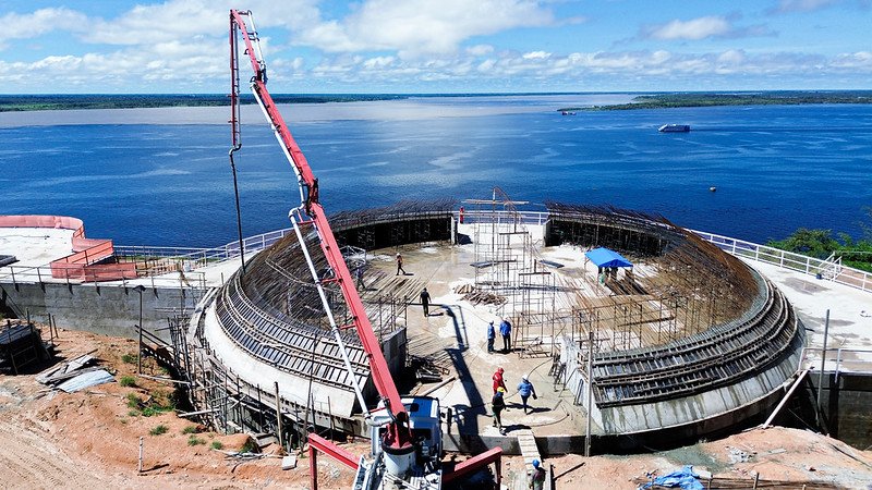 Obras no Parque Encontro das Águas Rosa Almeida avançam com concretagem do quarto anel da cúpula e serviços externos