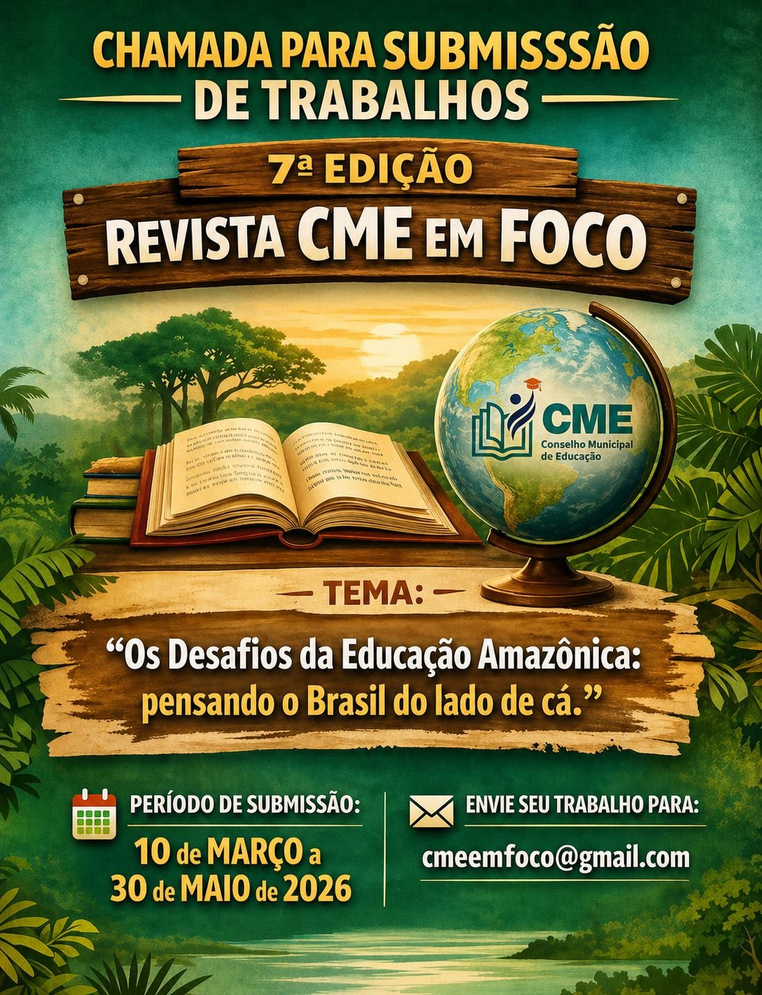 Conselho Municipal de Educação de Manaus abre chamada para trabalhos sobre educação amazônica até 30/5 em revista de 10 anos